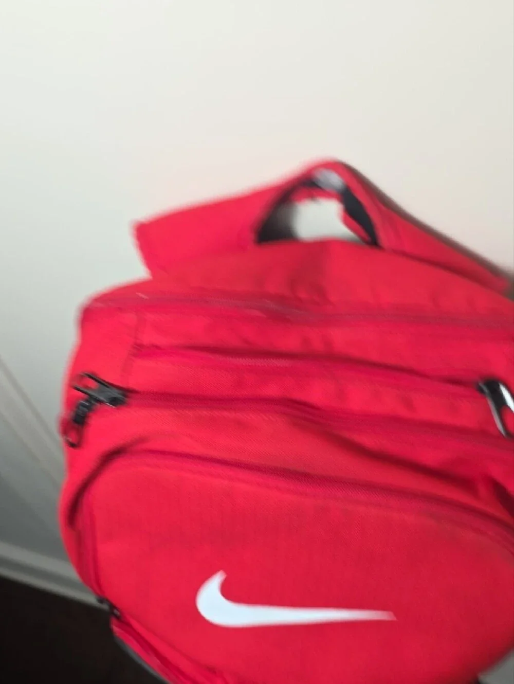 Nike Red and Black Backpack with White Swoosh
